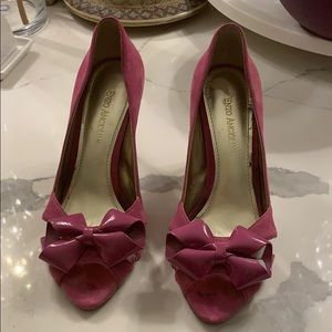 Raspberry pink suede heels
